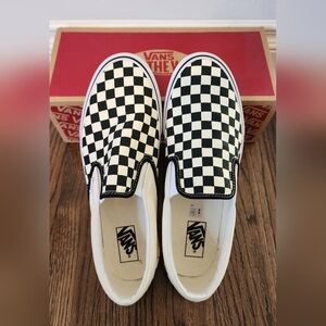 Vans Black and White Checkerboard Slip-Ons - NEW in The Box - 11.5